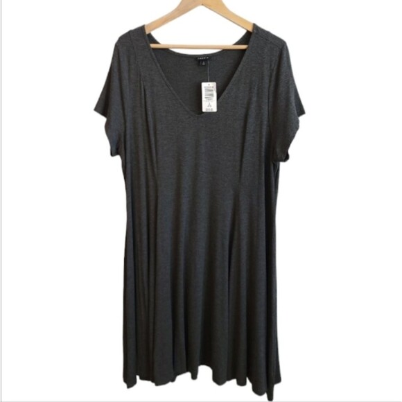 Torrid Jersey Fluted Dress Charcoal Gray NWT - Picture 2 of 10